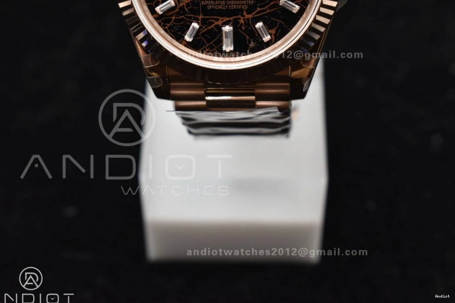 RG DayDate Crystal Bracelet 904L 40 706 Practical Steel President GMF A Meteorite On Markers Dial 0705
